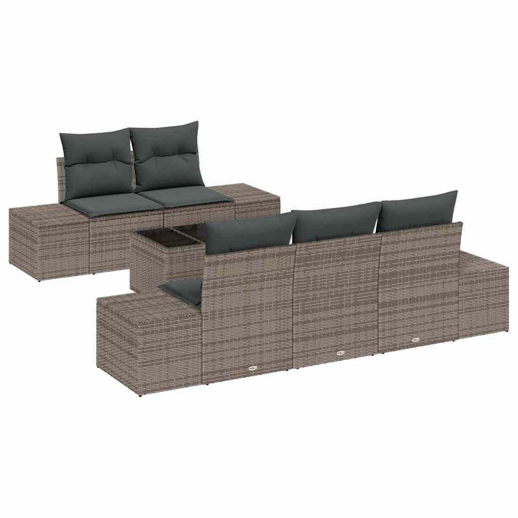 Garten-Sofa-Set mit Kissen 6 pcs Grau 55 x 55 x 37 cm
